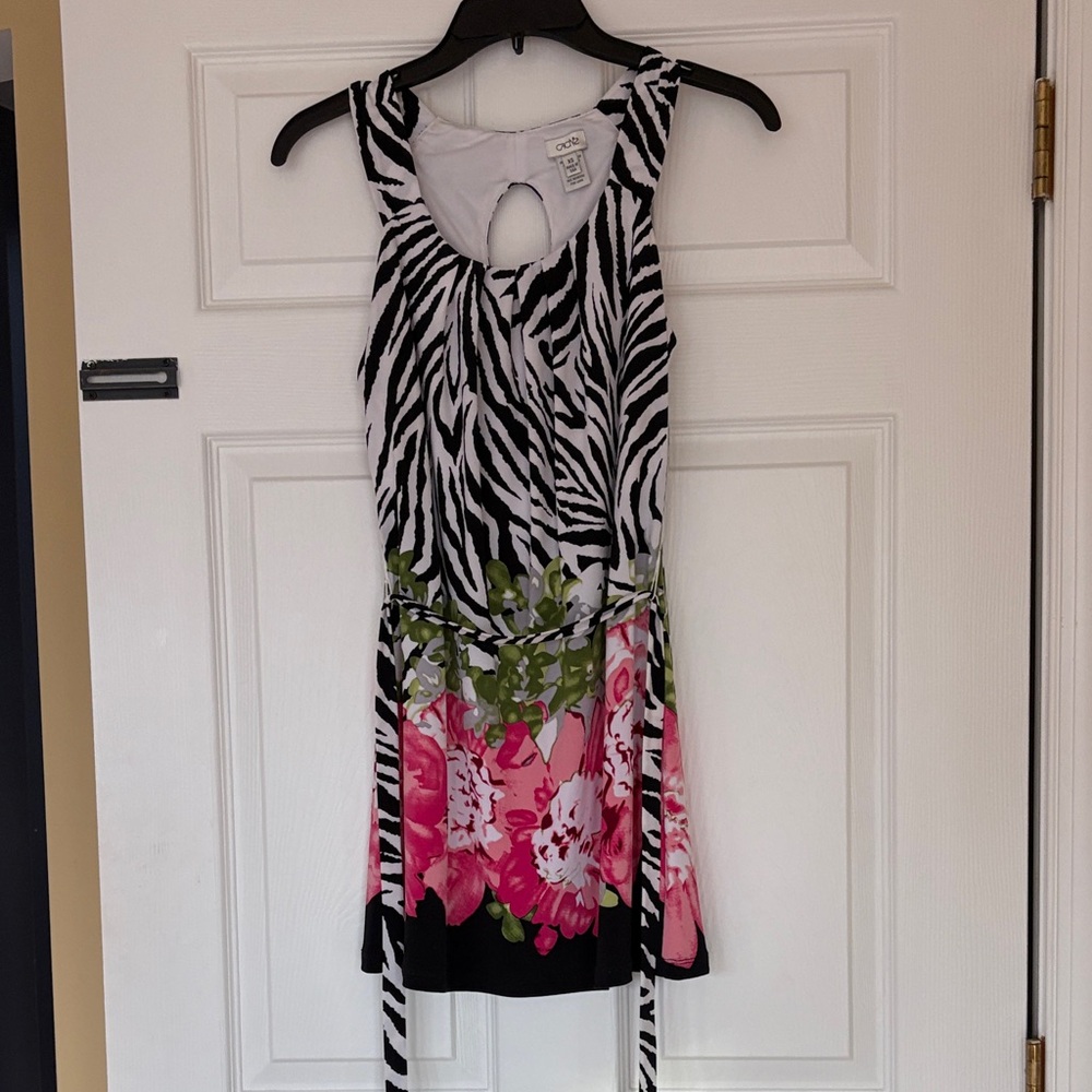 Cache Black and White Zebra Print Dress